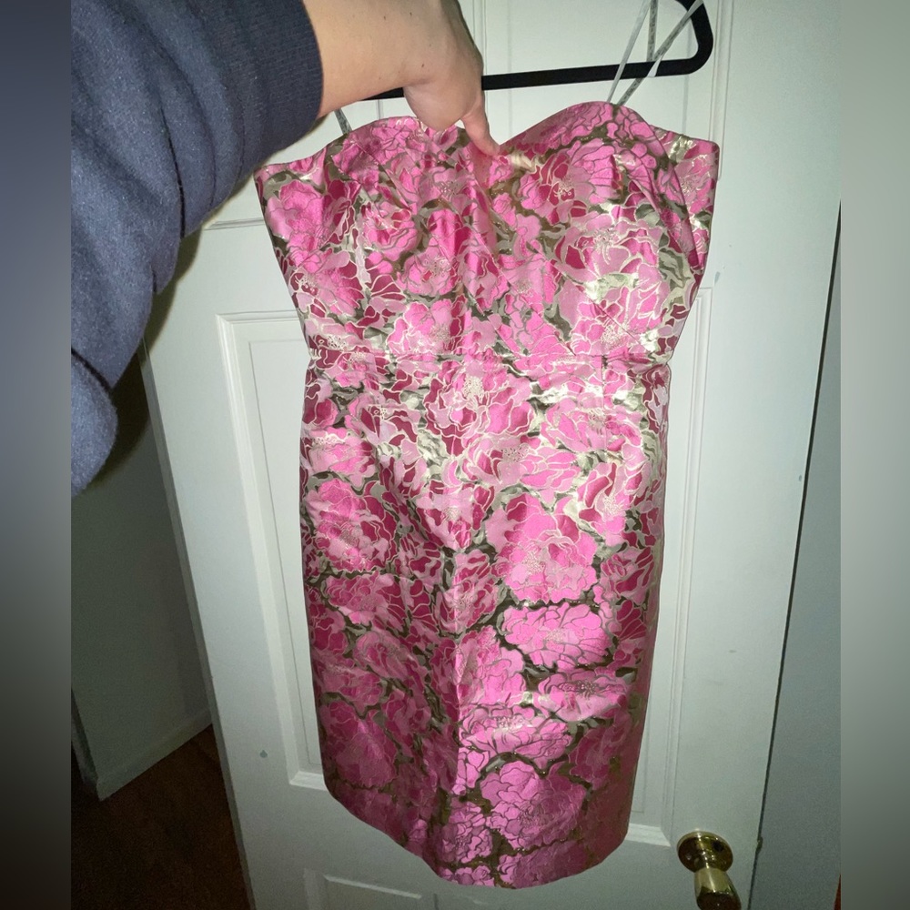 Lilly Pulitzer strapless metallic dress size 12 NWT